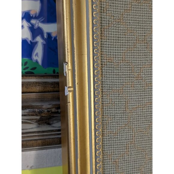 Vintage Needlepoint Tapestry Framed Art Piano lesson - Picture 9 of 16